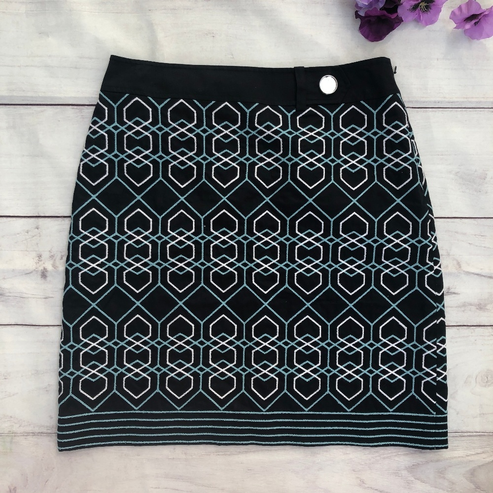 Ann Taylor Blue Geometric Skirt
